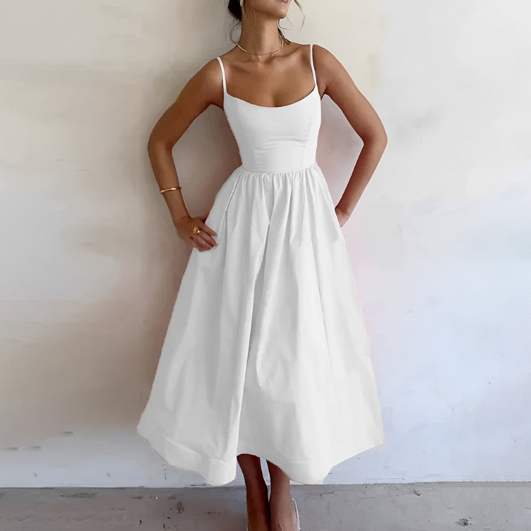 Elegantes Damen Midikleid für Hochzeitsgäste, festlich und stilvoll. Perfekt für besondere Anlässe.