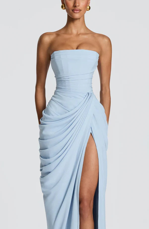 Exklusives Damen trägerloses Abendkleid, Korsett-Stil mit Schnürung, in voller Länge.