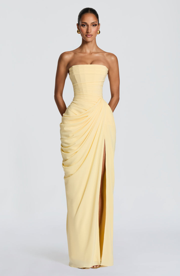 Festliches Partykleid: Damen trägerloses Korsett Maxikleid mit Rückenschnürung.