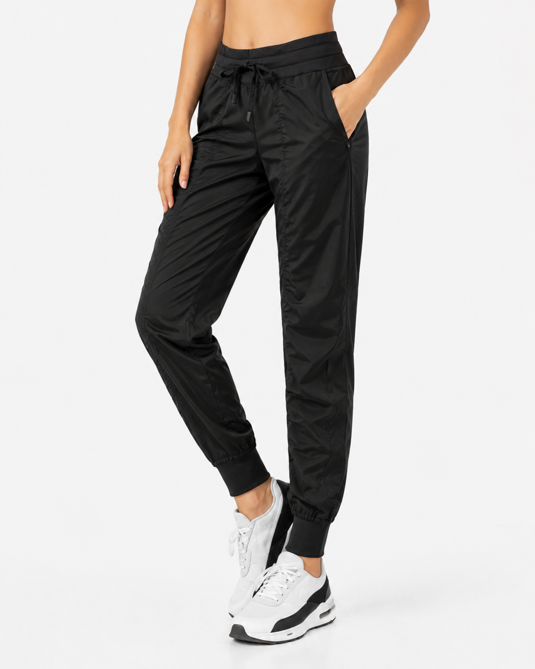 Dehnbare Damen Laufhose, schnelltrocknend und faltenfrei, perfekt für lange Joggingrunden.