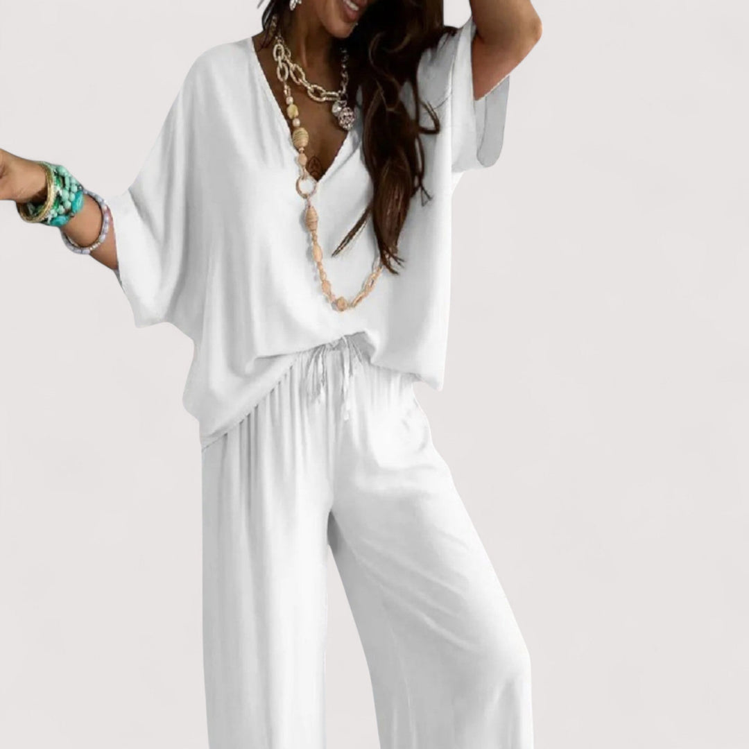 Stilvolles & komfortables Damen Zweiteiler-Set aus Polyester für Frühling/Sommer Freizeit.
