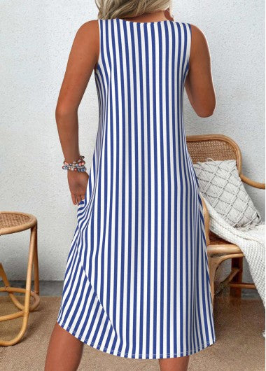 Elegantes, vielseitiges Damen-Freizeitkleid mit Streifenmuster, bequem & stilvoll für Herbst & Übergang.