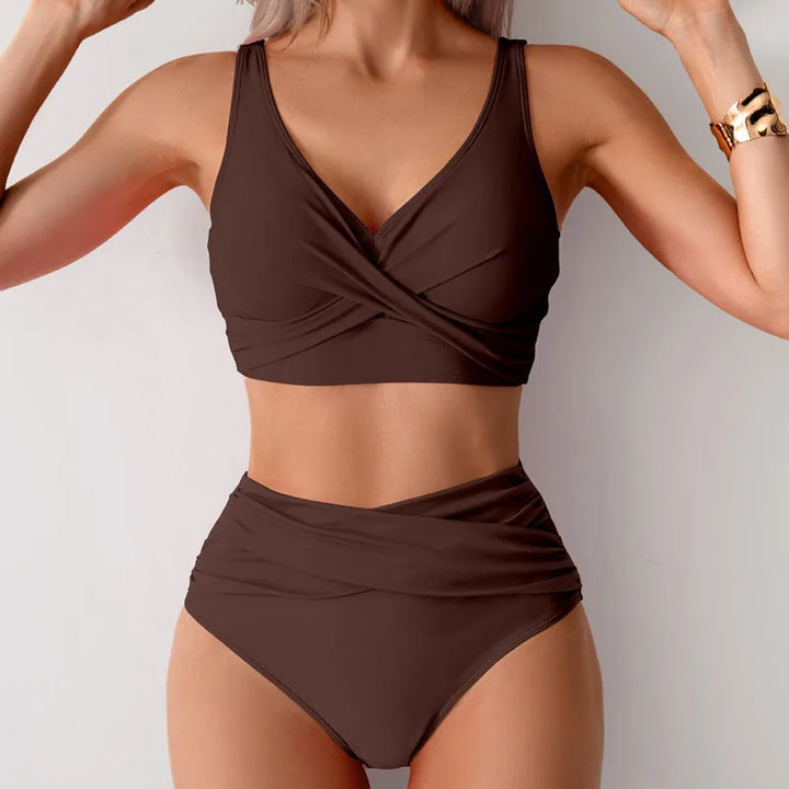 Damen High Waist Push-Up Bikini-Set für Strand & Pool, ideal für den Sommerurlaub.