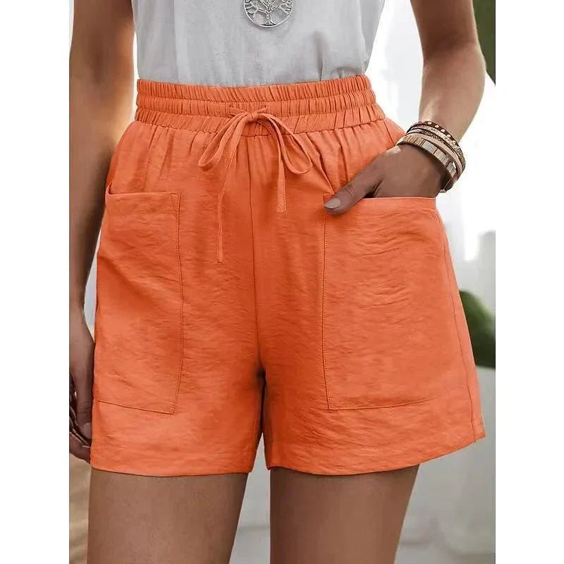 Damen High Waist Shorts für den Sommer, elastisch und bequem, ideal für Freizeit.