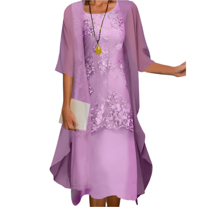 Festliches Damen Midikleid mit zartem Blumenmuster, perfekt als Hochzeitsgast- oder Abendkleid. Stilvolles Partykleid.