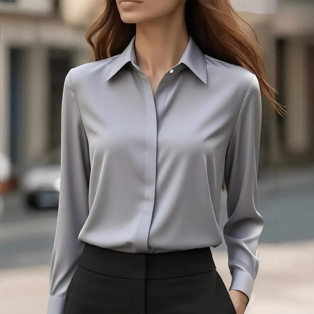 Klassische Langarm-Damenbluse, elegant und bequem, ideal für Business und Büroalltag.