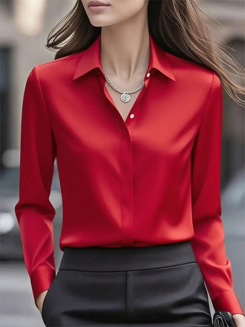 Schicke Damen Hemdbluse mit langen Ärmeln, stilvoll und elegant, optimal für den Business-Look.