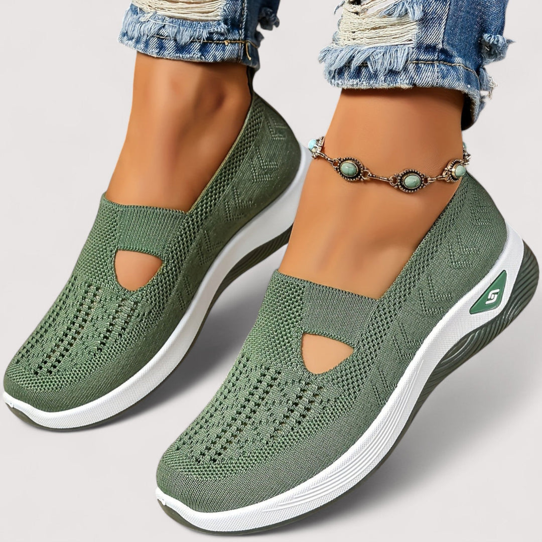 Rutschfeste Damen Freizeitschuhe mit Gelsohle, sicher und bequem für jeden Untergrund. Atmungsaktiv & leicht.
