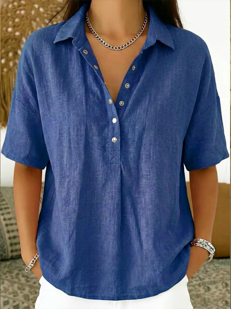 Leichte, luftige Damen Sommer-Bluse mit Kurzarm im Relaxed Fit. Ideal für warme Tage, Freizeit & Urlaub.