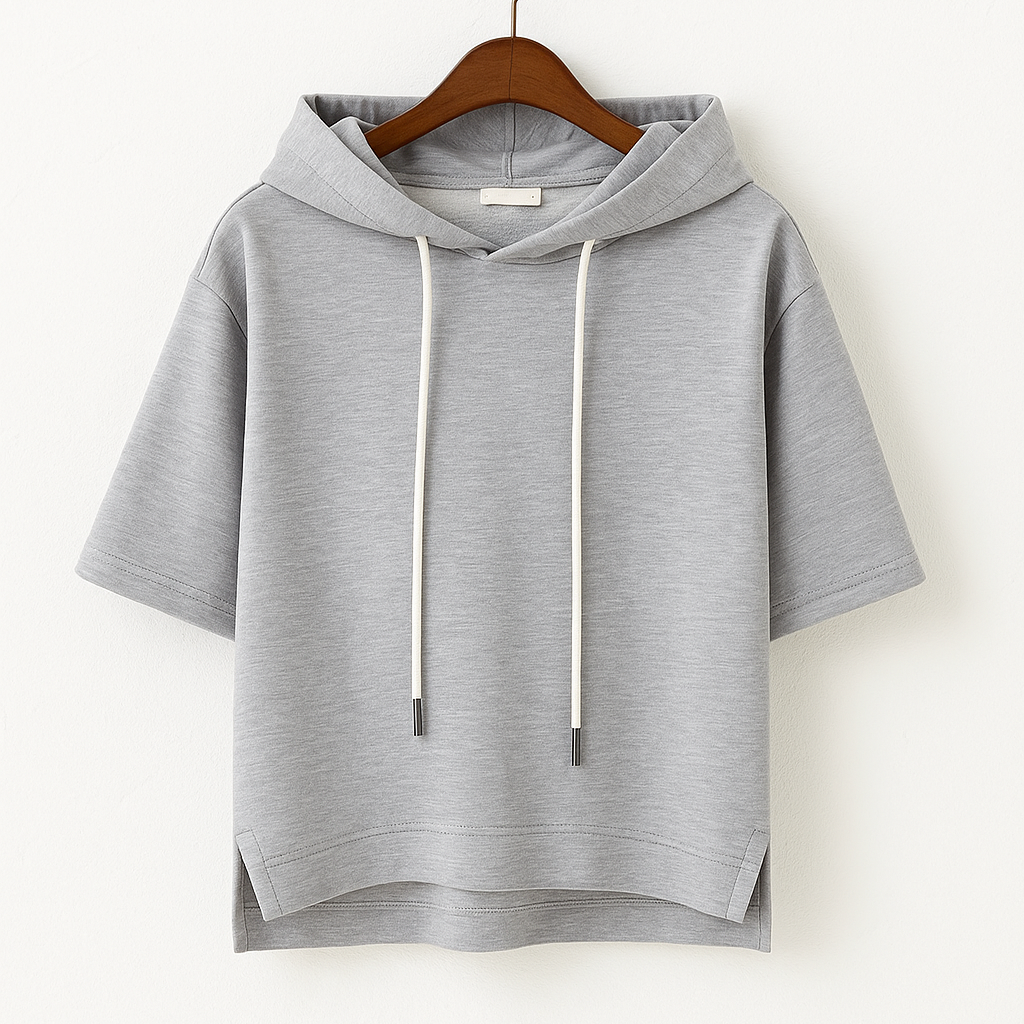Moderner Damen Kurzarm-Hoodie, bequemes Kapuzenoberteil für Casual Chic & entspannte Sommer-Outfits.