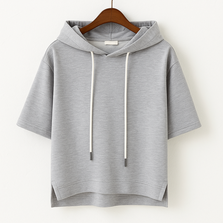 Moderner Damen Kurzarm-Hoodie, bequemes Kapuzenoberteil für Casual Chic & entspannte Sommer-Outfits.