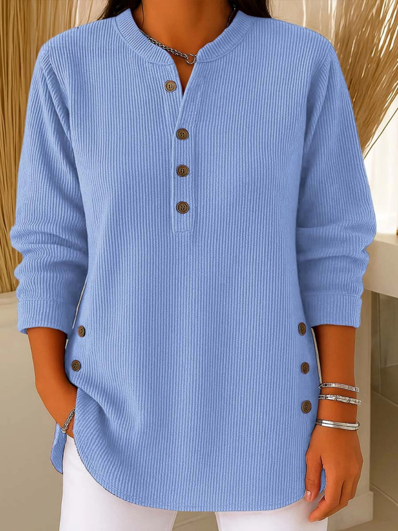 Bequeme Damen Tunika Langarm im lockeren Stil mit eleganter Knopfleiste für Alltag.