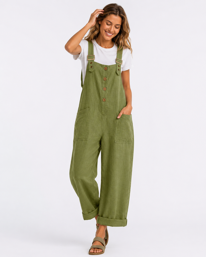 Stylischer Damen Latzhosen Overall, einteiliger Anzug für Frühling und Sommer. Perfekte Urlaub Mode.
