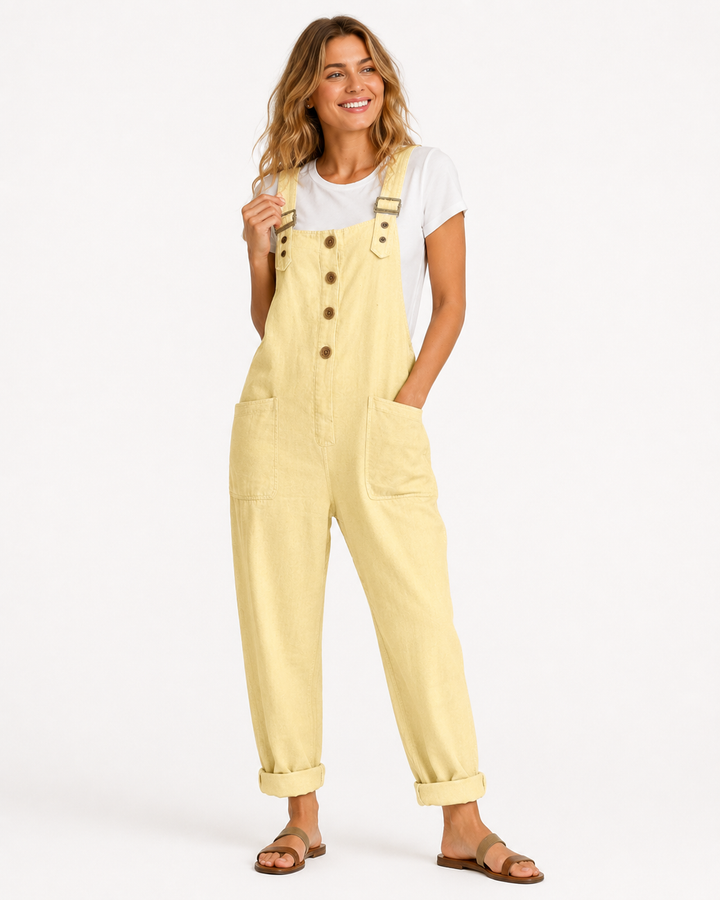 Damen Sommer Overall mit lockerer Passform für entspannten Stil. Bequeme Freizeitkleidung für Frühling.