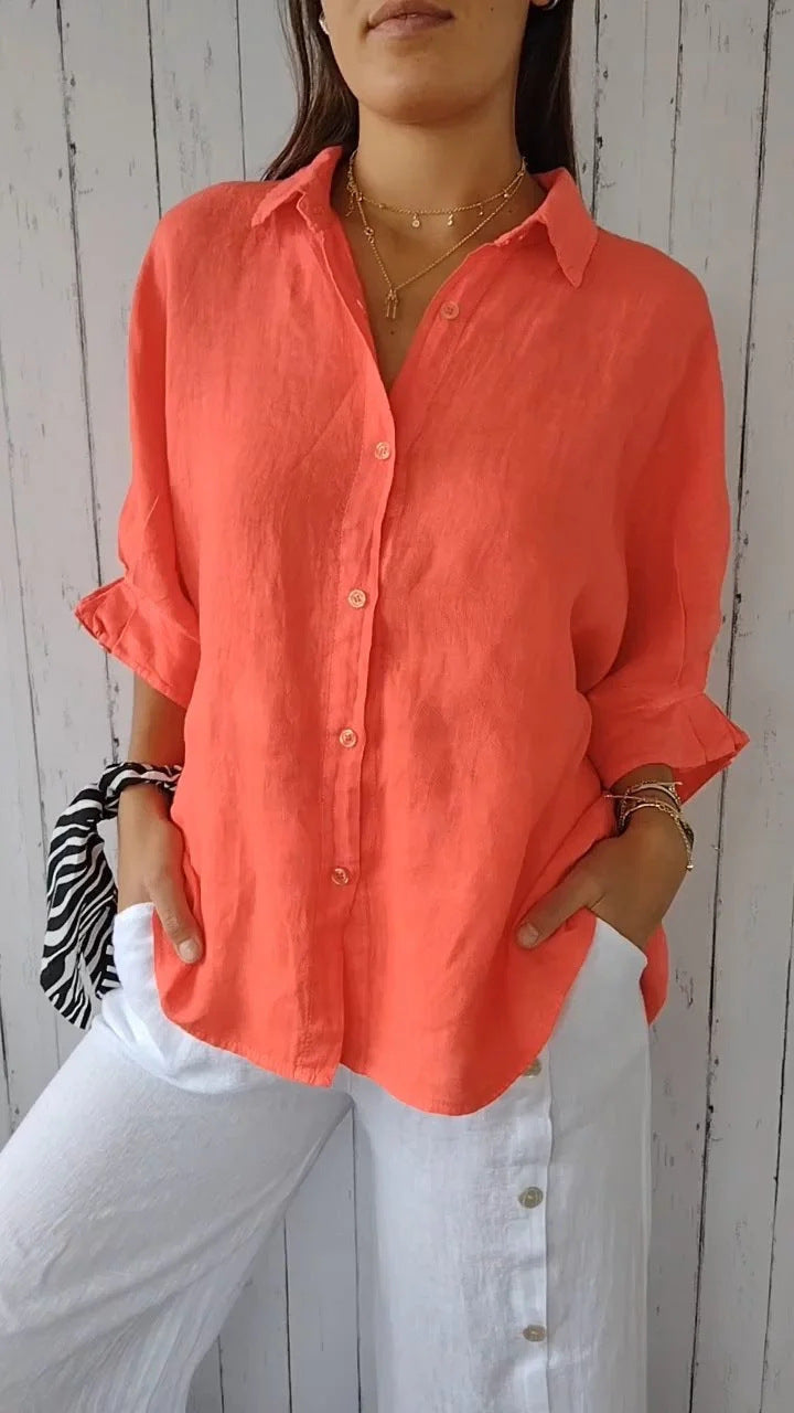 Alltagstaugliche Damen Sommerbluse, locker geschnitten und elegant, ideal für Frühling & Sommer.