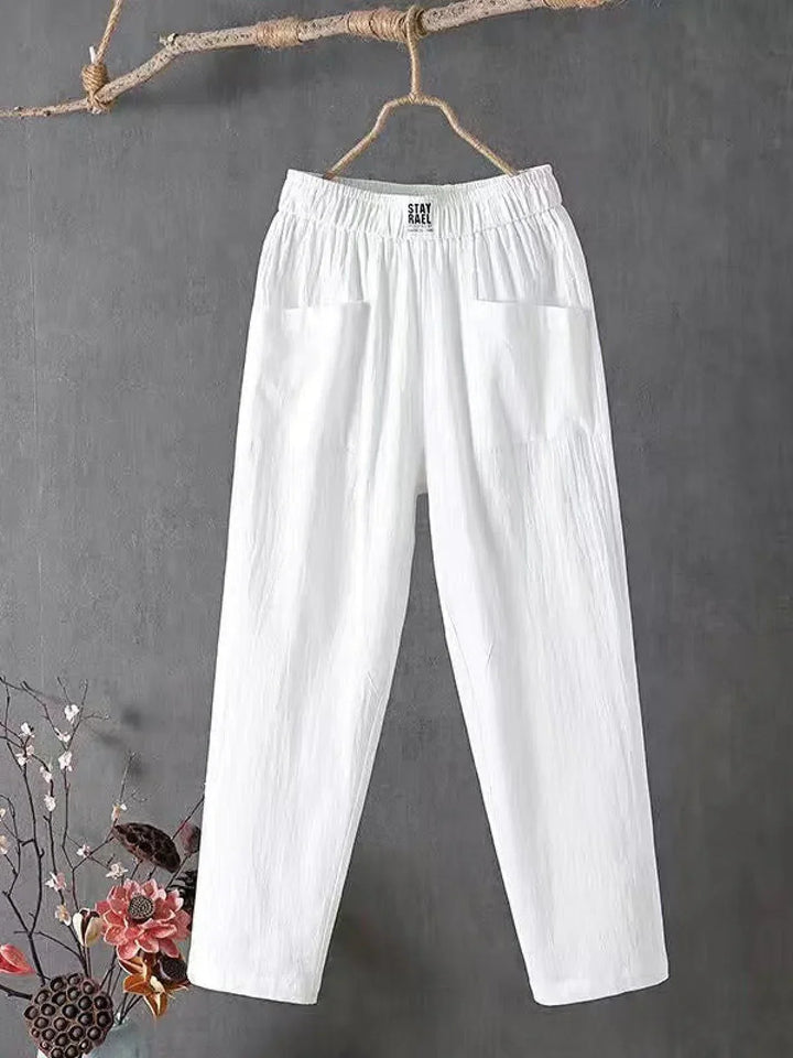 Damen Leichte Sommerhose mit weitem Bein & praktischen Taschen für Freizeit & Komfort.