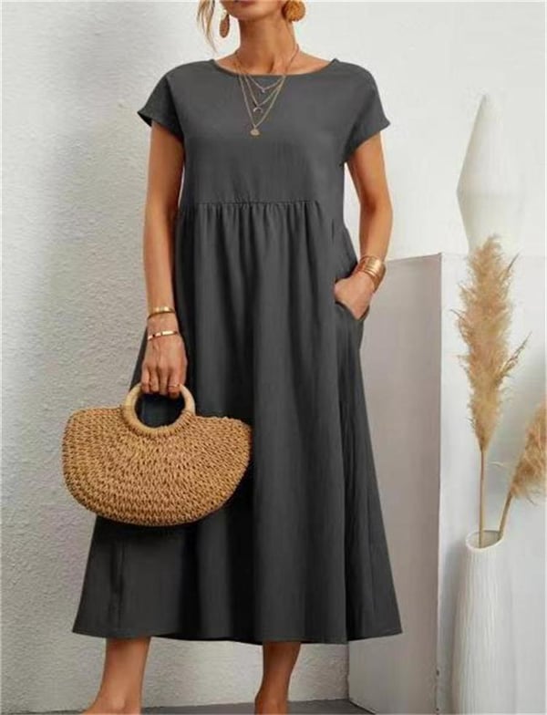 Schickes Damen Midikleid, A-Linie, perfekt als Sommerhochzeitsgastkleid, sehr bequem.