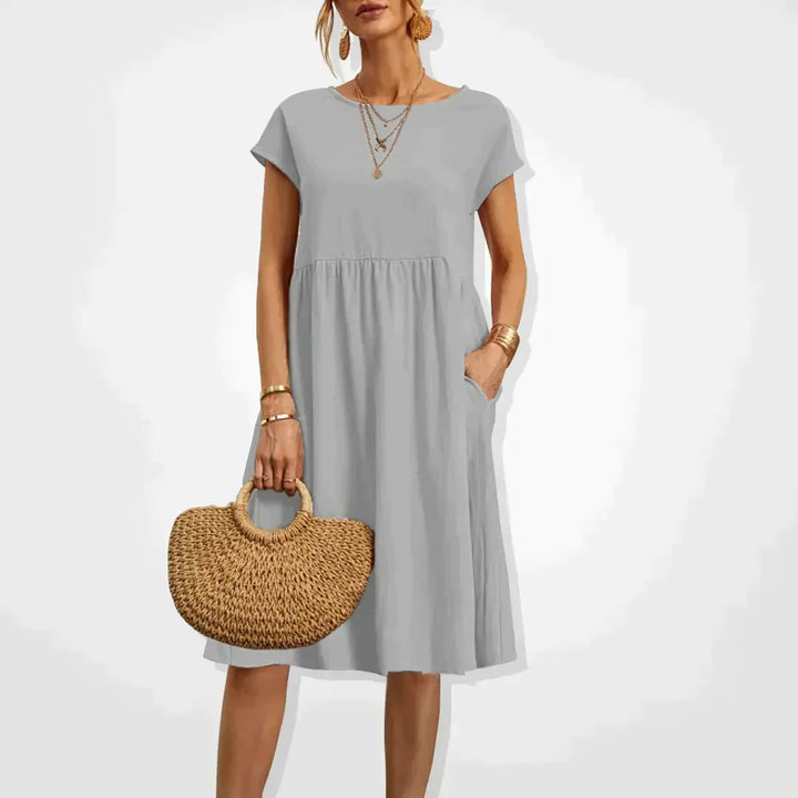 Komfortables A-Linien-Midikleid für Damen, elegantes Sommerkleid, ideal für festliche Anlässe.