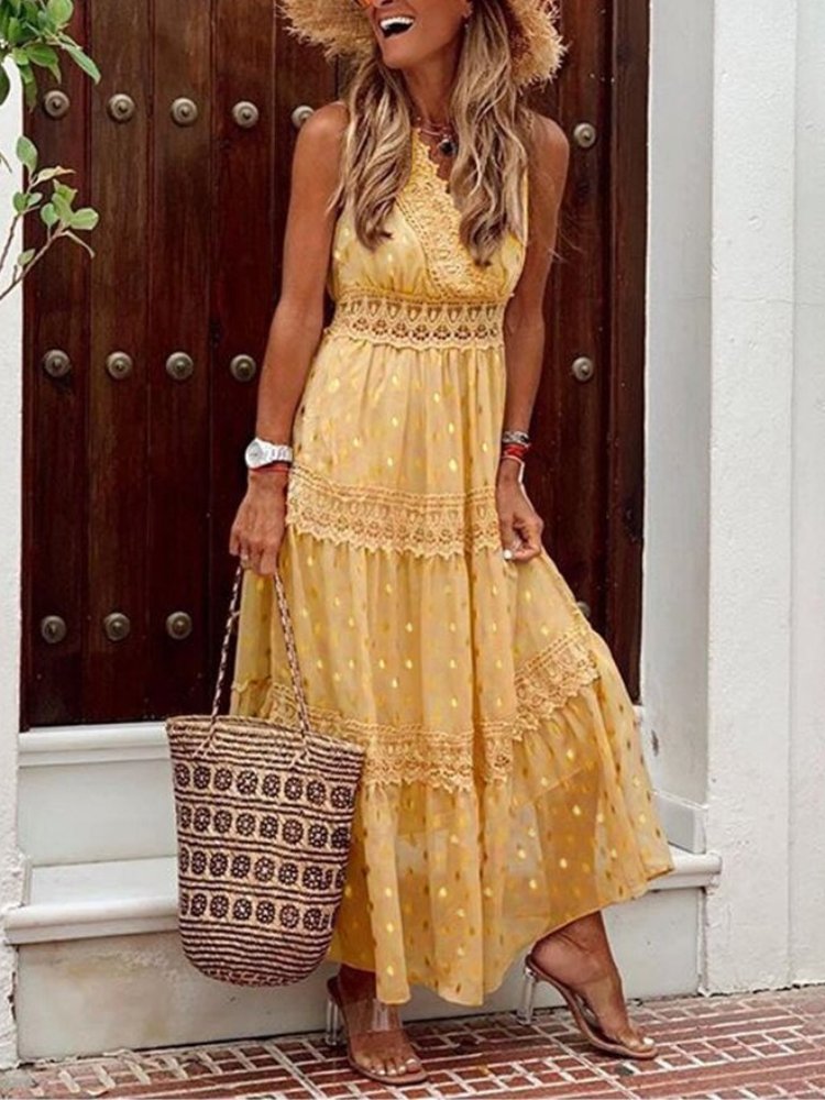 Elegantes Damen Boho-Maxikleid, perfekt als Strandkleid, Urlaubskleid oder schickes Abendkleid für den Sommer.