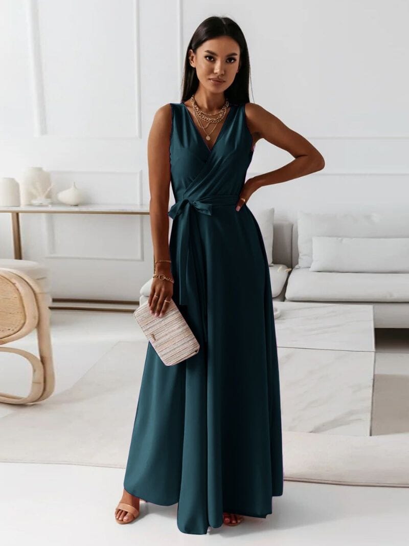 Elegantes Abend Maxikleid für Damen, mit V-Ausschnitt. Perfekt für Partys, Urlaub oder festliche Events.