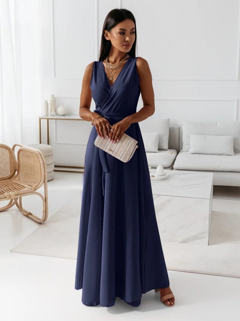 Stilvolles Damen Maxikleid mit V-Ausschnitt. Komfortables Sommerkleid, perfekt für Urlaub, Strand und Abendveranstaltungen.