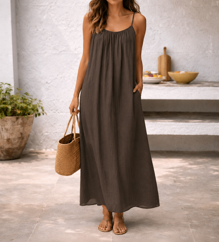 Damen Maxikleid, relaxed fit, fließend für Strand & Freizeit. Perfektes Sommerkleid.