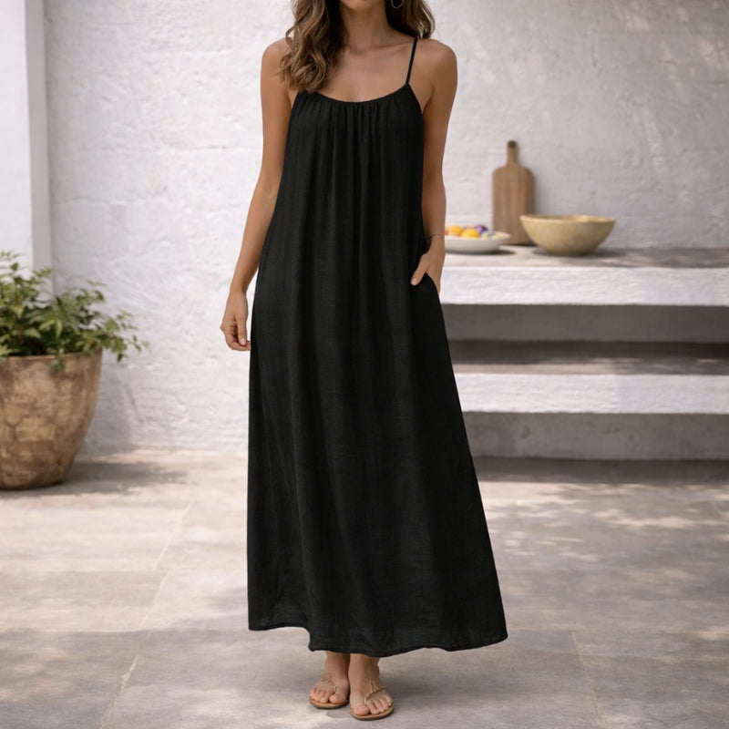 Trendiges Damen Freizeitkleid, Maxi-Länge, Relaxed Fit. Perfekt als Sommerkleid für Damen.