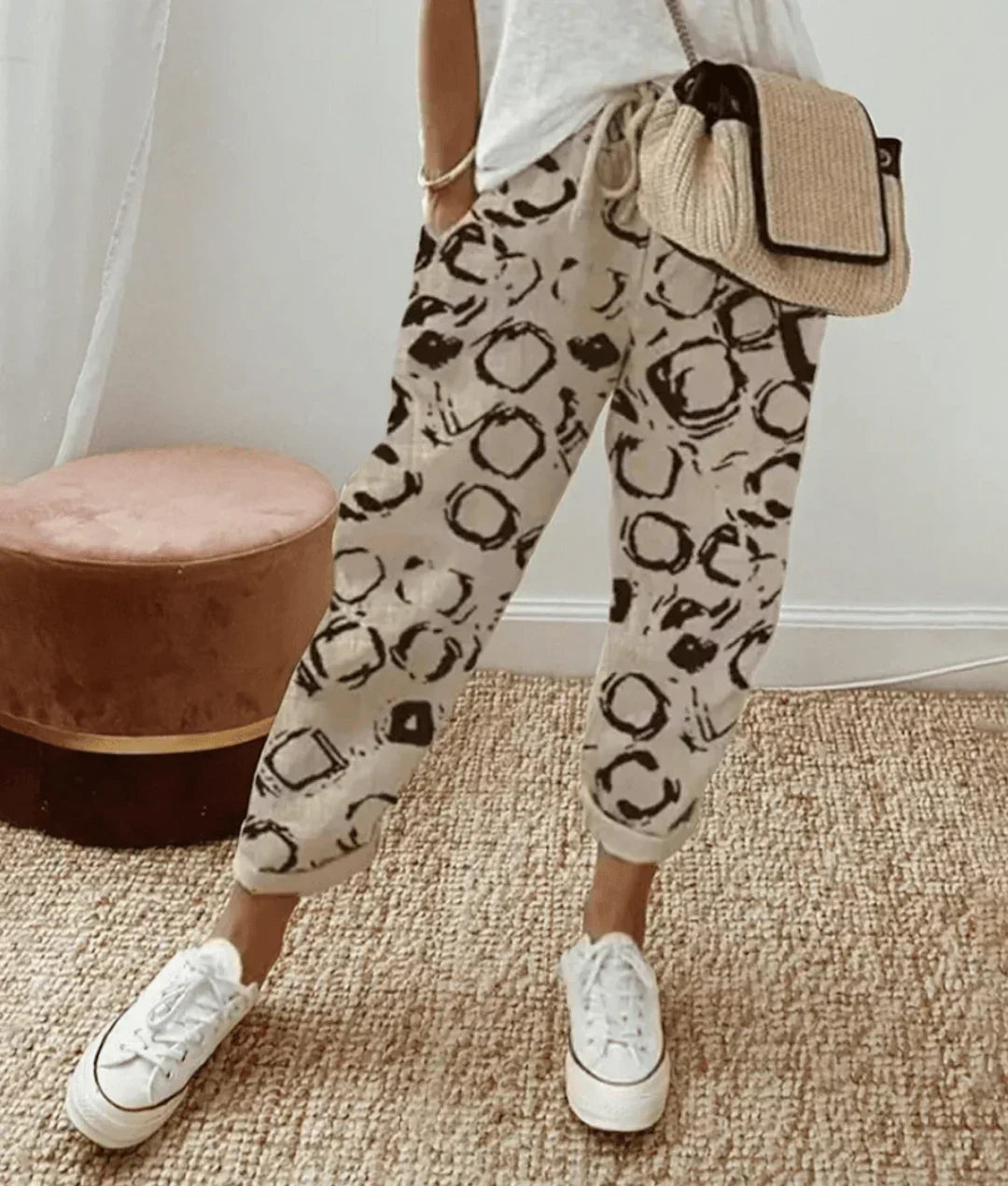 Damen Freizeithose, bequem und elegant, weit geschnitten, ideal für Alltag & Frühling/Sommer.