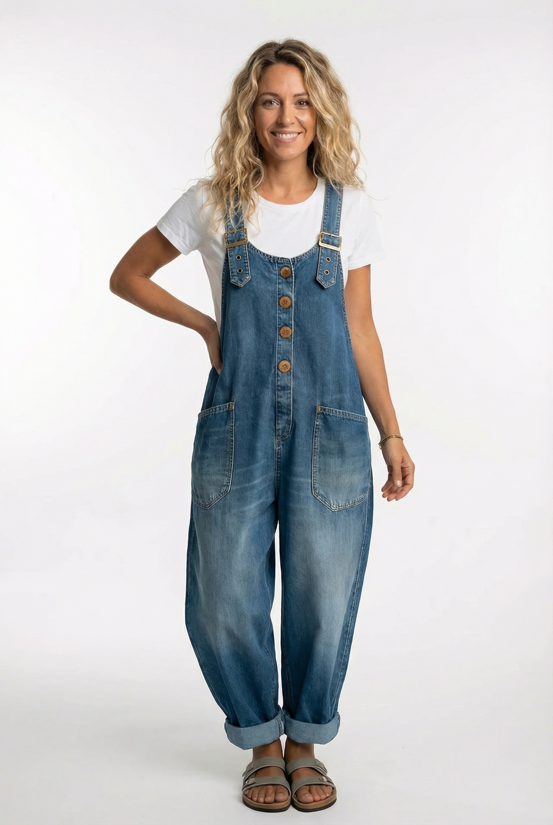 Damen Nora Overall, bequemer Jumpsuit mit verstellbaren Trägern und lockerer Passform für Freizeit.