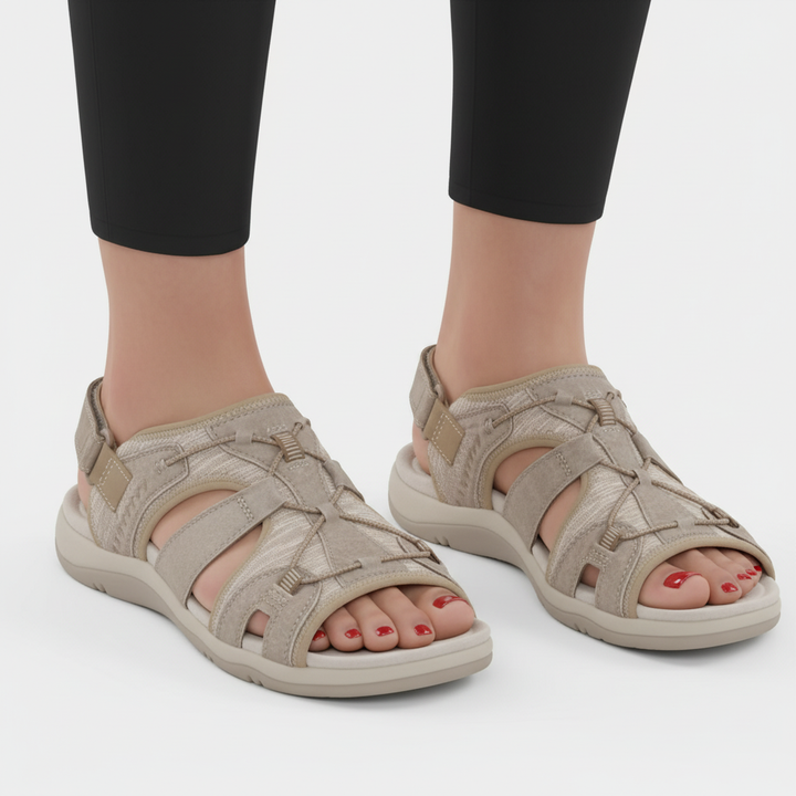 Vielseitige Damensandalen, orthopädisch, in Grau, perfekt für Arbeit, Freizeit & stilvollen Alltag.