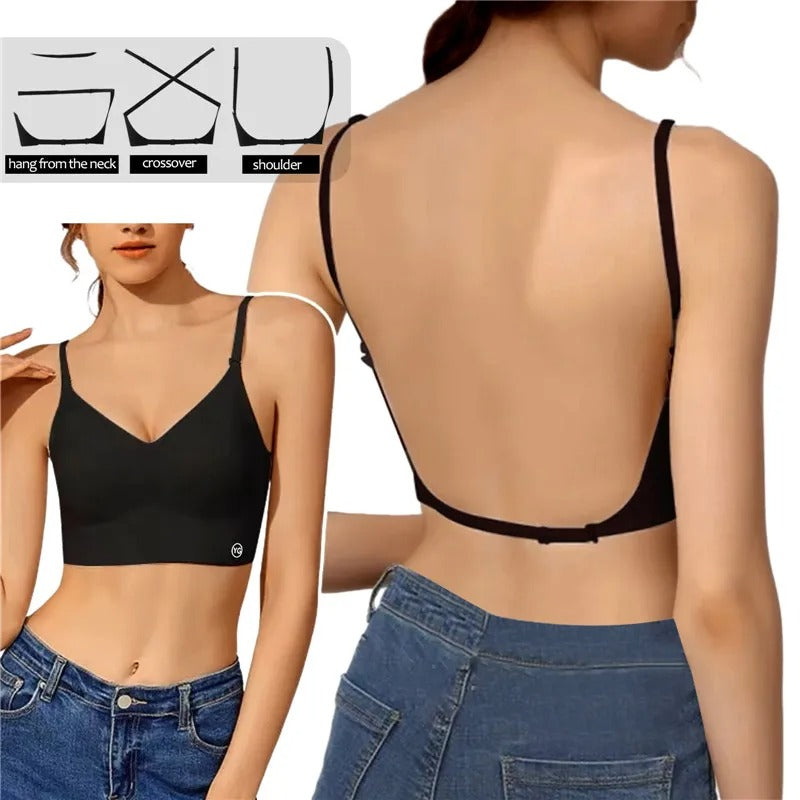 Unsichtbarer Damen-BH, rückenfrei & trägerlos, bietet Push-up-Effekt für Abendmode und Dessous.