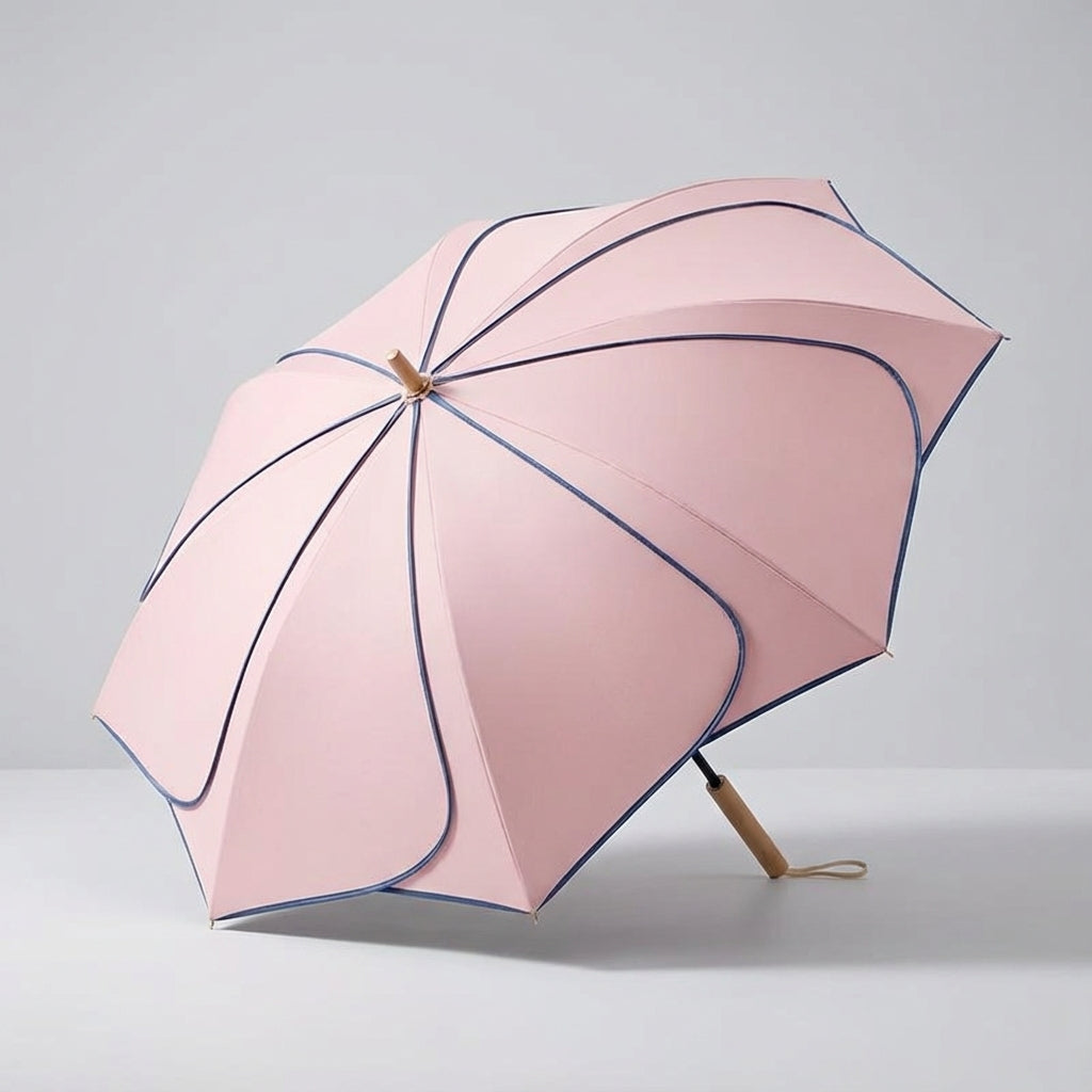 Eleganter Damenschirm mit lebhaftem Blumenmotiv, bietet zuverlässigen Wetterschutz und UV-Sonnenschutz.