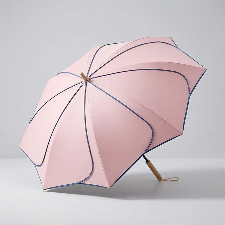 Eleganter Damenschirm mit lebhaftem Blumenmotiv, bietet zuverlässigen Wetterschutz und UV-Sonnenschutz.