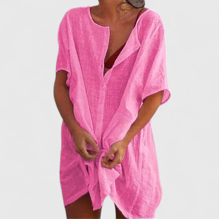 Bequemes Sommerkleid für Damen, knielang, in lässigem Relaxed Fit, ideal für warme Tage.