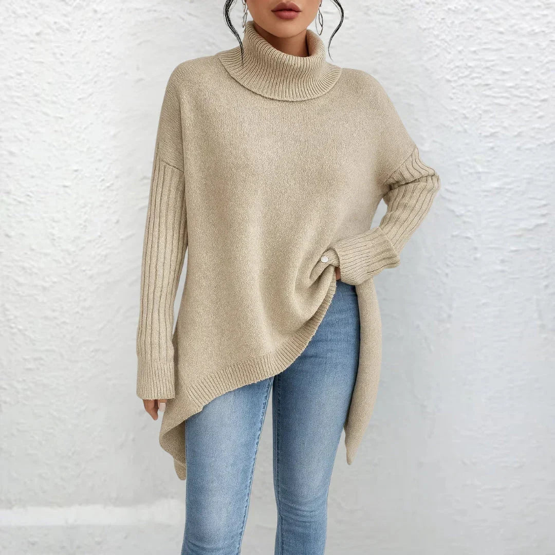 Stylischer Damen Rollkragenpullover für einen eleganten Herbst- und Winterlook. Auch bürotauglich.