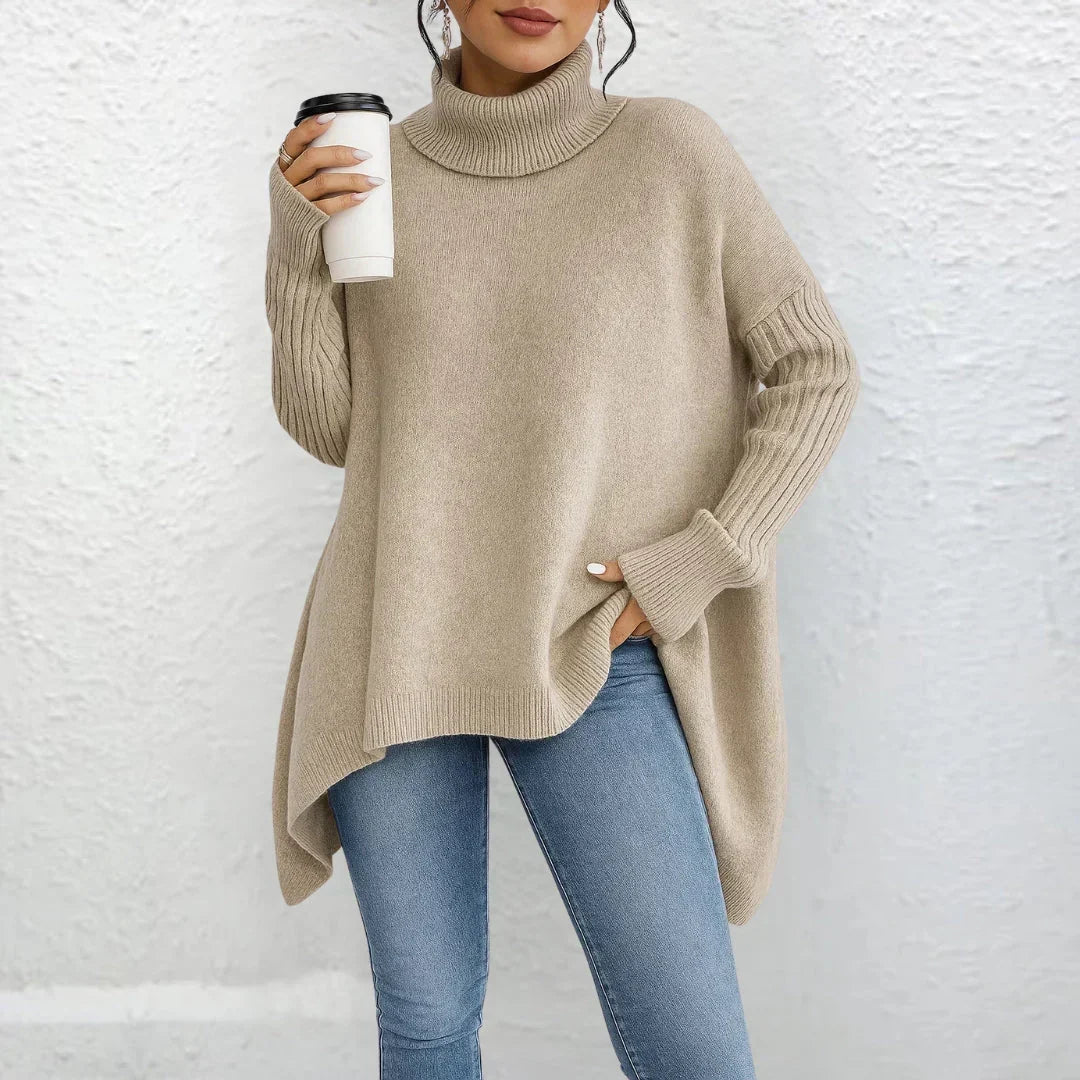 Eleganter Damen Rollkragen Strickpullover für Büro & Freizeit. Vielseitige Herbst-Winter-Mode.