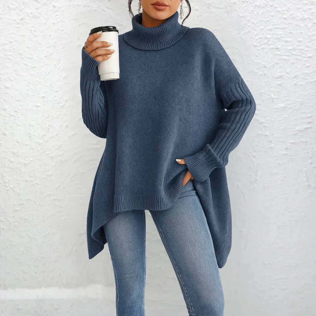 Gemütlicher Damen Rollkragen Pullover aus weichem Strick. Ideal für kalte Herbst- und Wintertage.