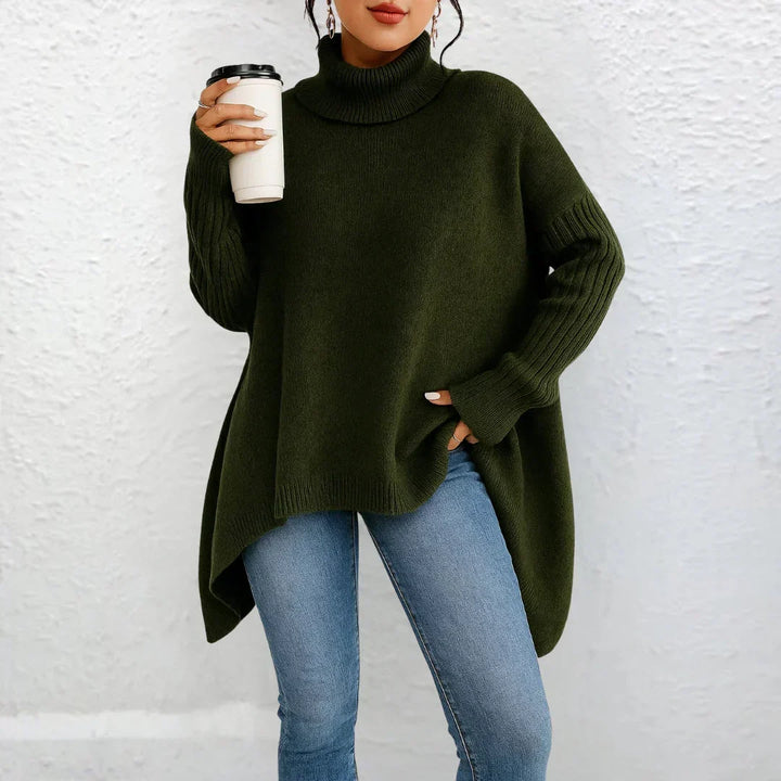 Vielseitiger Damen Langarm Strickpullover mit Rollkragen. Stylische Herbstmode für jeden Anlass.