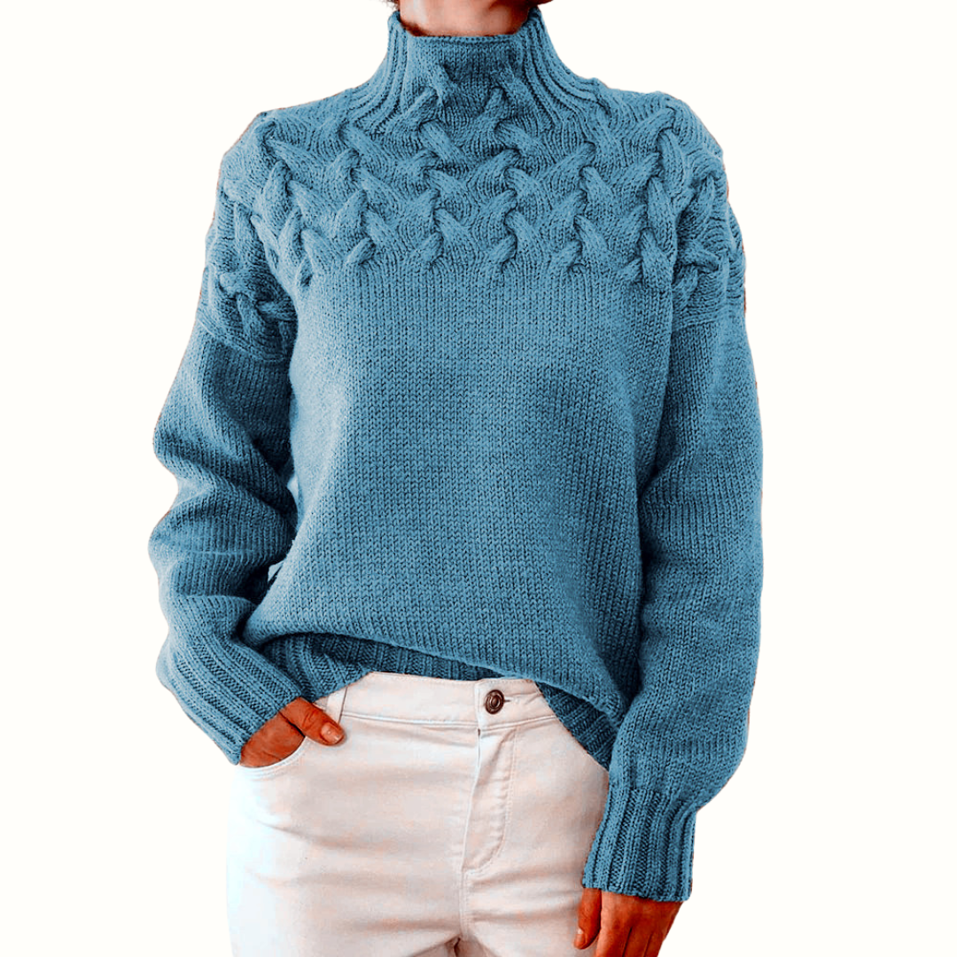 Damen Rollkragen Strickpullover für den Herbst. Eleganter, warmer Langarm-Pullover für stilvolle Looks.
