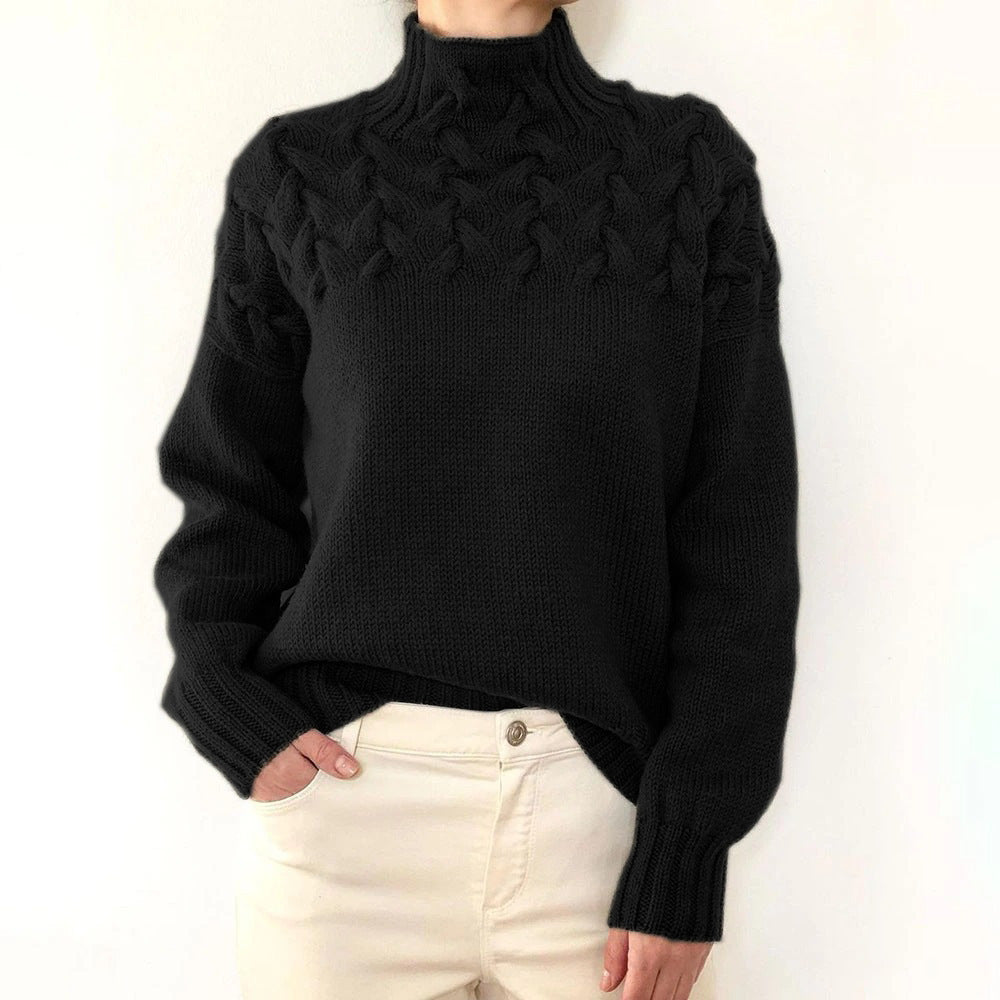 Gemütlicher Damen Rollkragenpullover aus Strick. Ein eleganter Herbst-Pullover für vielseitige Outfits.
