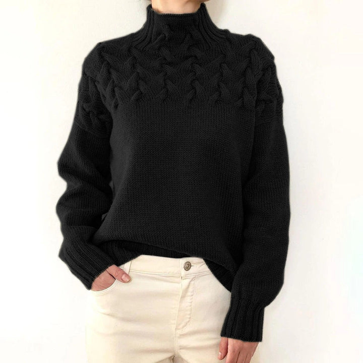 Gemütlicher Damen Rollkragenpullover aus Strick. Ein eleganter Herbst-Pullover für vielseitige Outfits.