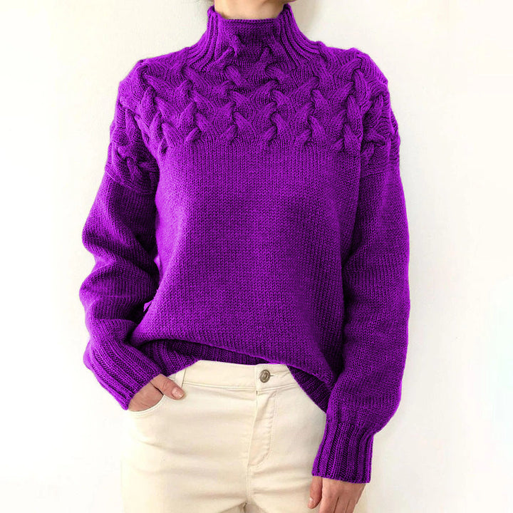 Eleganter Damen Rollkragen Strickpullover für Herbst und Winter. Langarm-Design für maximale Wärme und Stil.
