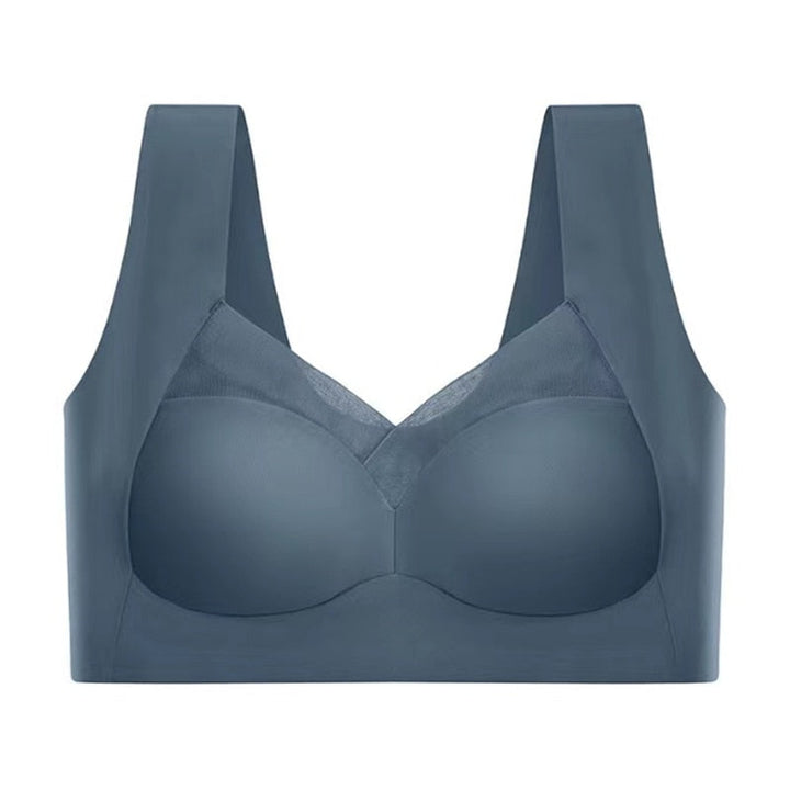 Detailansicht des Seidenstoffes und der nahtlosen Verarbeitung am Damen-Push-up-BH für Komfort.
