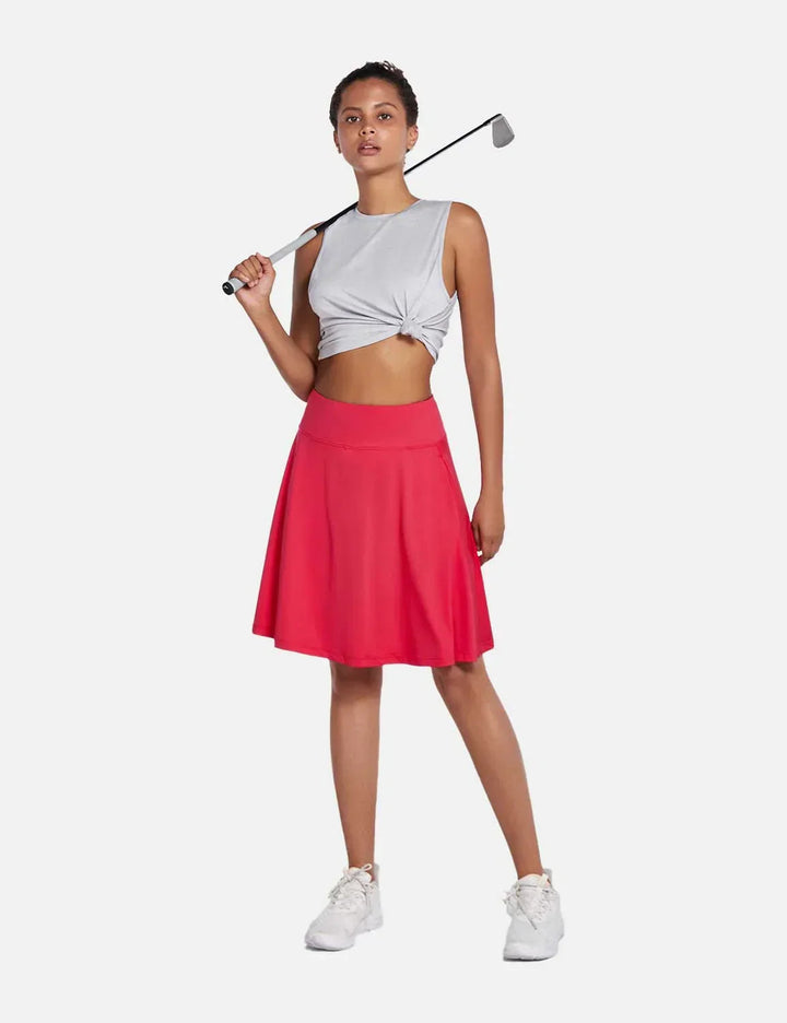 Damen Sommer Skort UPF50+ mit hohem Bund, Faltenrock & praktischen Taschen für Sport & Freizeit.