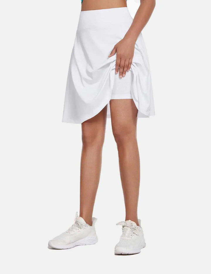 Damen Freizeit-Skort in Faltenrock-Optik, hoher Bund, UPF50+ & bequeme Taschenlösungen.
