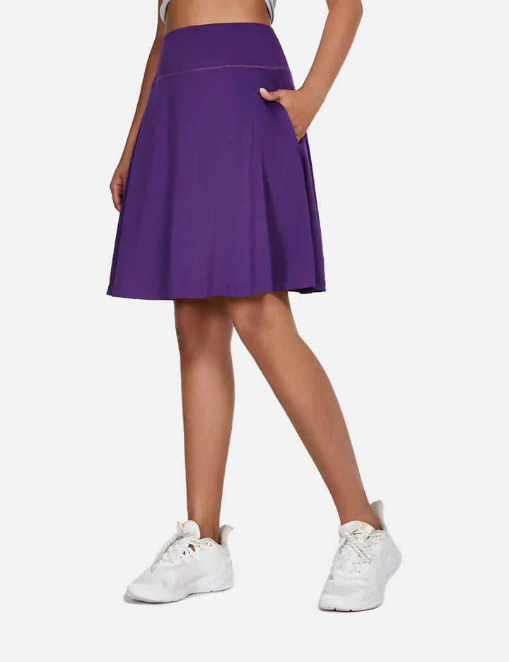 Vielseitiger Damen Sommer Skort: Faltenrock, hoher Bund, UPF50+ & integrierte Shorts mit Taschen.