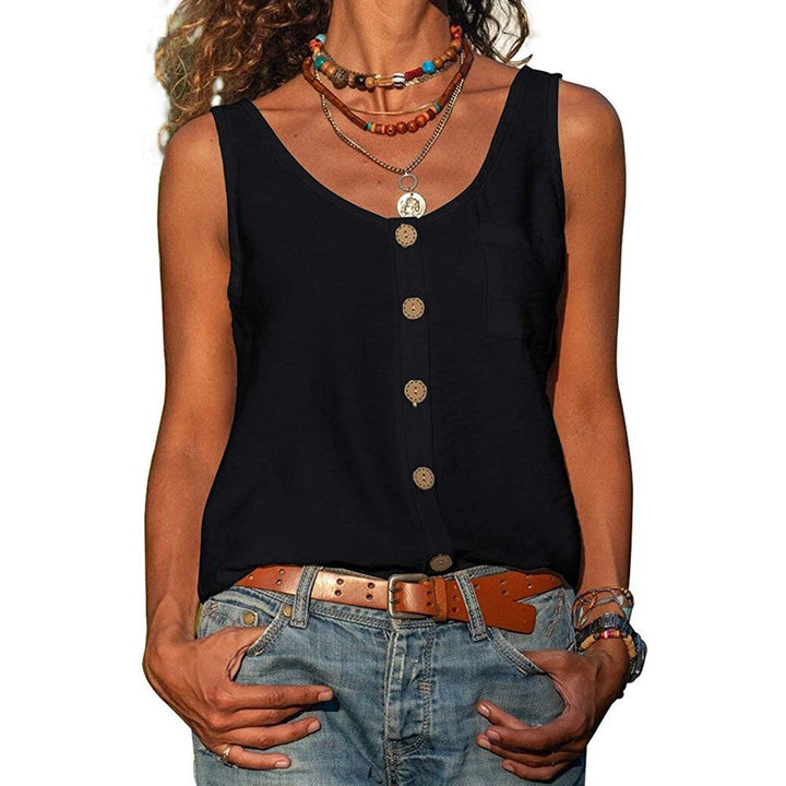 Lässiges Damen Top für den Sommer, mit eleganter Knopfleiste. Perfekt für entspannte Tage und Freizeitmode.