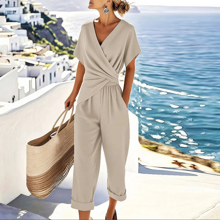 Damen Sommer Wickel-Set, zweiteilig, leicht & flowy. Ideal für Strand, Urlaub oder elegante Freizeit-Looks.