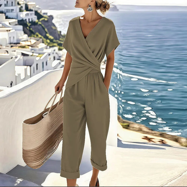 Leichtes Damen Sommer Wickel-Set. Komfortabler Zweiteiler, perfekt für Urlaub, Strand und entspannte Anlässe.
