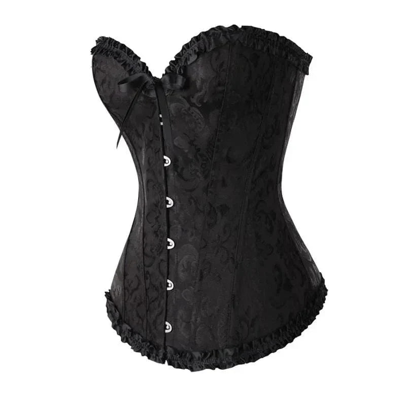 Verführerisches Damen-Korsett mit Spitze, schwarz, ideal als Dessous oder als Statement-Piece.